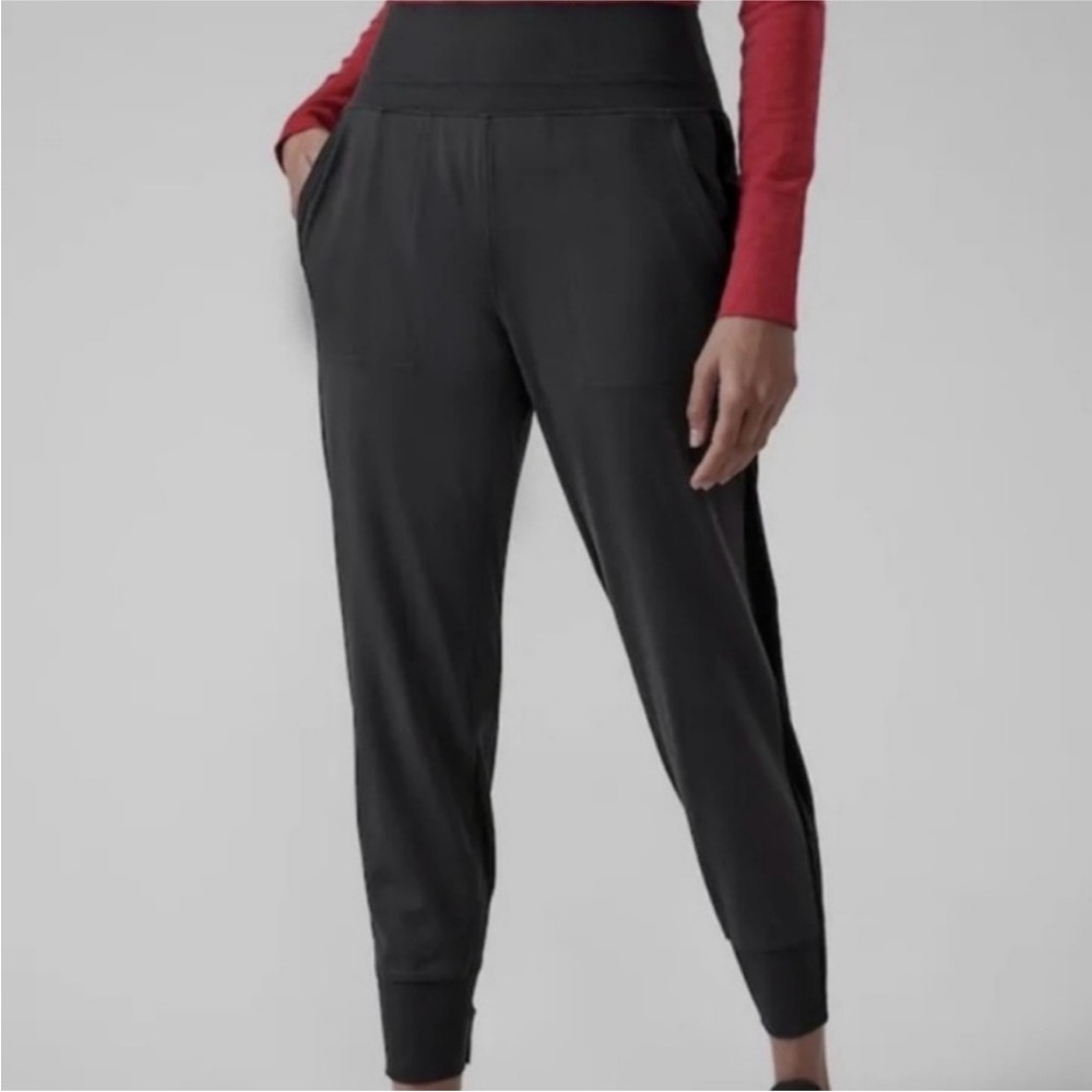 Athleta Venice Velvet Stripe Jogger Pants Medium Black